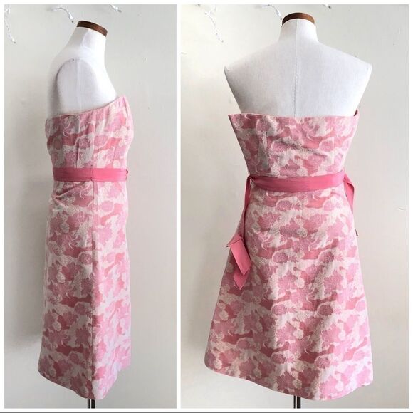 Tibi | Vintage Y2K Pink floral textured strapless midi dress - Picture 6 of 7